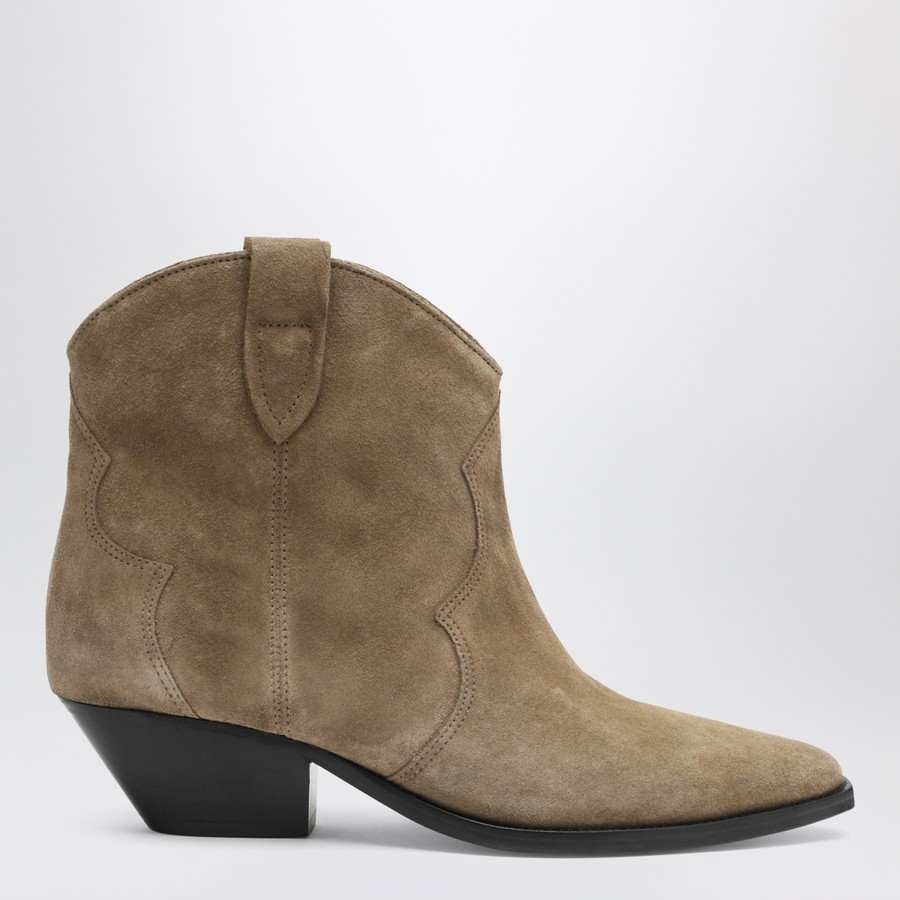 ISABEL MARANT Beige suede cowboy ankle boots Dewina | TheDoubleF