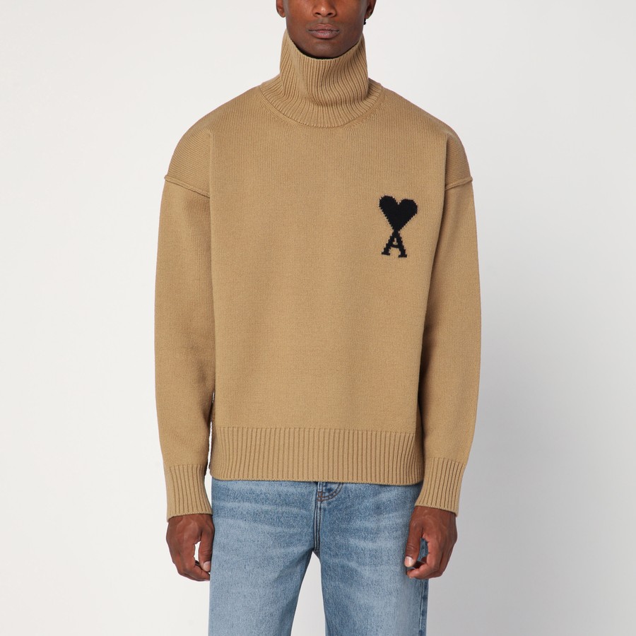 Ami Paris Camel Ami De Coeur turtleneck sweater | TheDoubleF