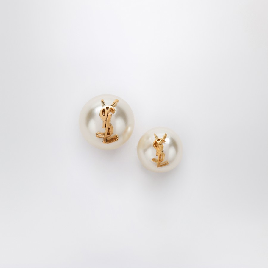アクセサリーその他 Saint Laurent Asymmetrical earrings with pearl and Cassandre Saint Laurent Asymmetrical earrings with pearl and Cassandre