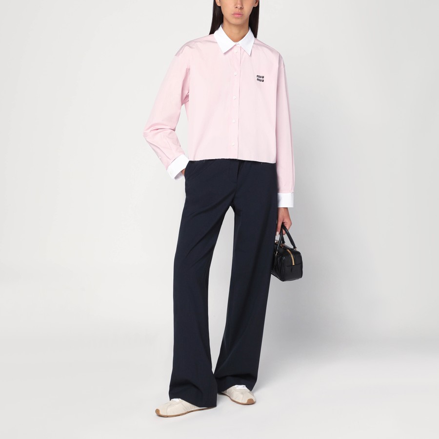 Miu Miu Pink cotton shirt with logo | TheDoubleF