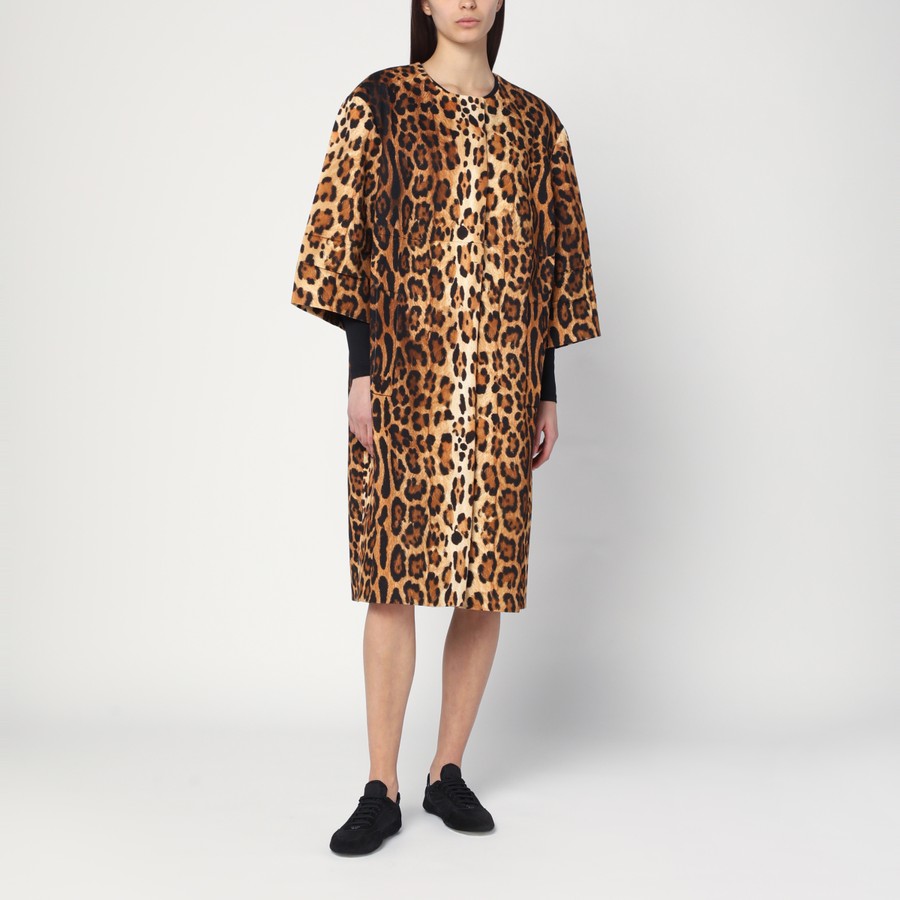 コート Prada Single-breasted overcoat in animalier drill Prada Single-breasted overcoat in animalier drill - Women