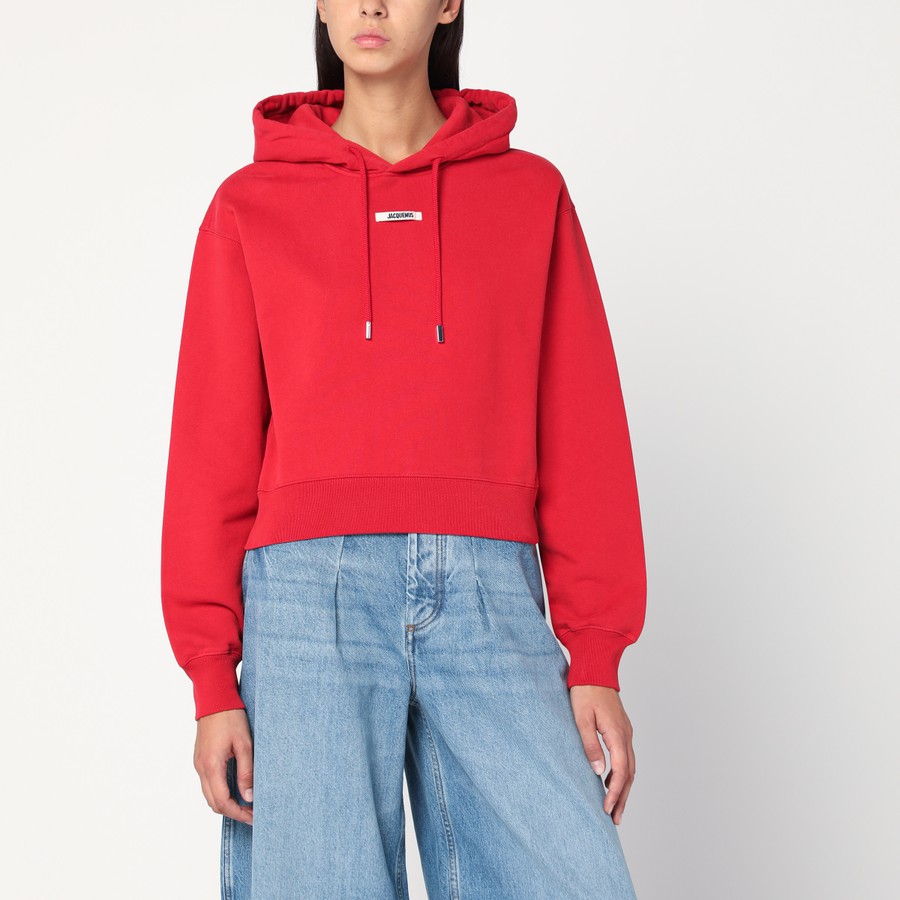 JACQUEMUS Red hoodie with logo patch | TheDoubleF