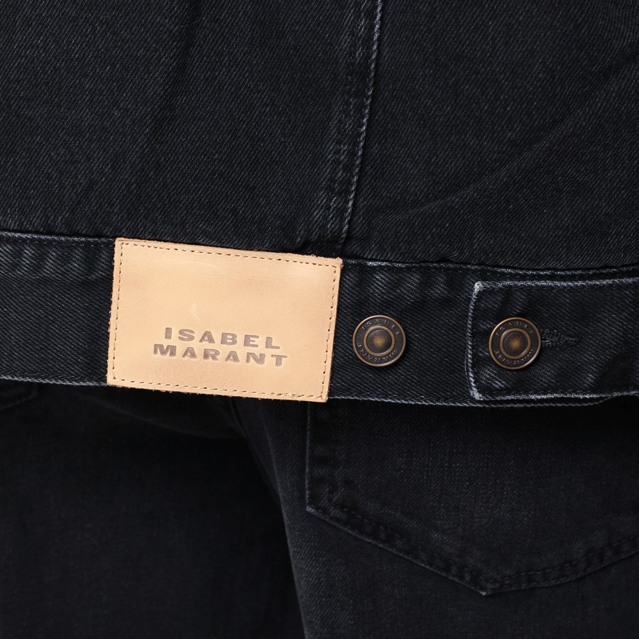 ISABEL MARANT Black Pimia jacket in denim and faux fur