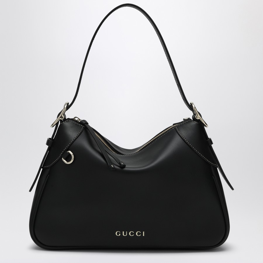 ハンドバッグ GUCCI HAND BAG (815216AAEC2 1000) GUCCI GG Emblem medium black shoulder bag | TheDoubleF
