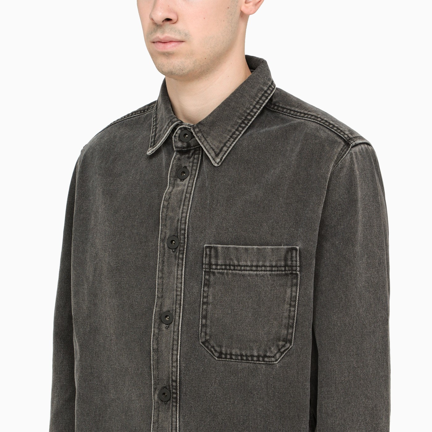 off white black denim shirt
