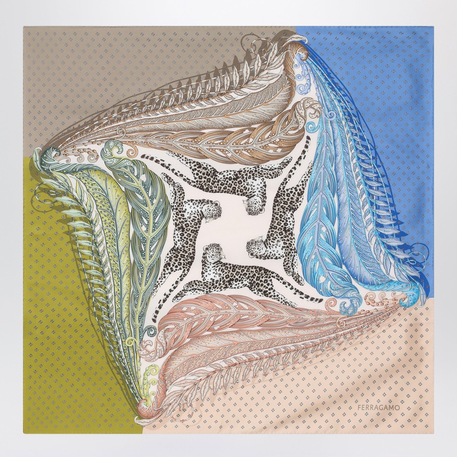 スカーフ Ferragamo Green Blue Silk Scarf With Madras Print Ferragamo Green/blue silk scarf with Madras print | TheDoubleF