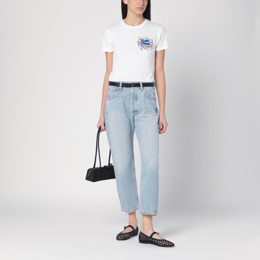 ETRO｜ (WRMA0006AK788 W0111) ETRO white T-shirt with logo embroidery | TheDoubleF