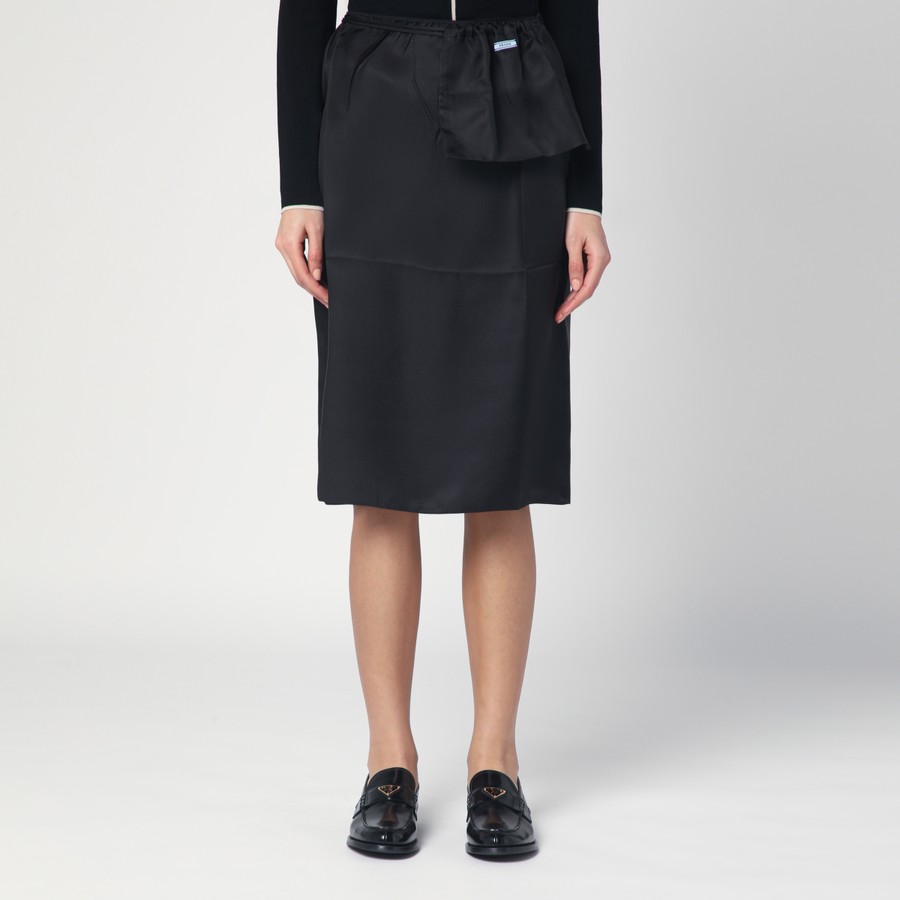 スカート Prada Black midi skirt in silk with Pouch Prada Black midi skirt in silk with Pouch | TheDoubleF