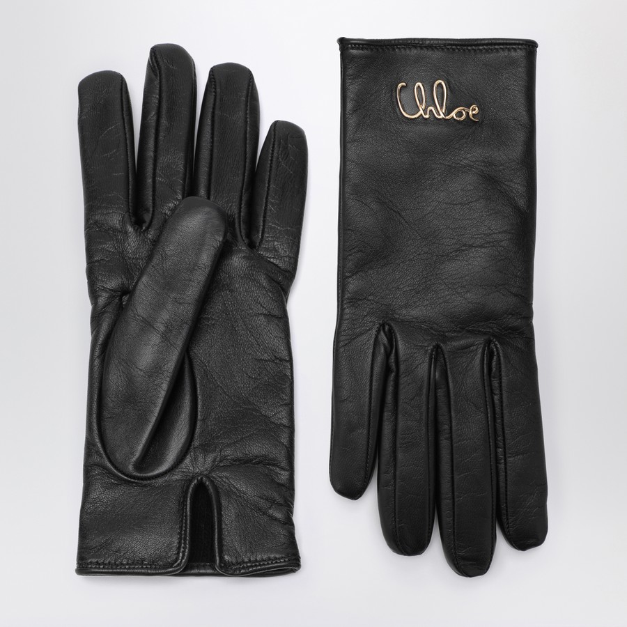 手袋 CHLOE CHLOE ICONIC BLACK LEATHER GLOVES Chloé The Chloé Iconic Gloves In Leather in Black | Chloé US