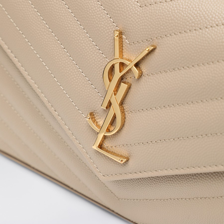 Saint Laurent Beige Cassandre chain clutch | TheDoubleF