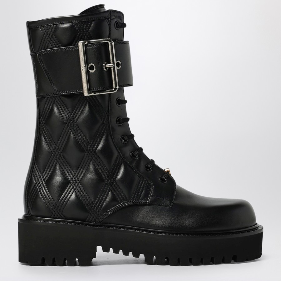 Valentino Garavani Quiltie 67 combat boots black leather | TheDoubleF