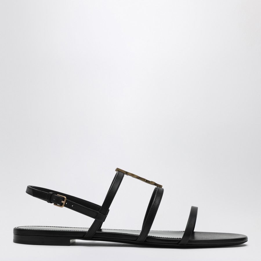 ★Saint Laurent★ Cassandre Flat Sandals Black 777348BDATT10 Saint Laurent Black flat sandals Cassandra | TheDoubleF