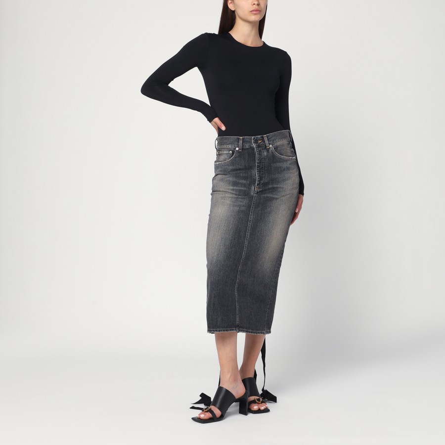 スカート BALENCIAGA SS25 'Lace Up' denim skirt (831713TSW67 1441) Balenciaga Skirt with laces in smoky grey denim | TheDoubleF