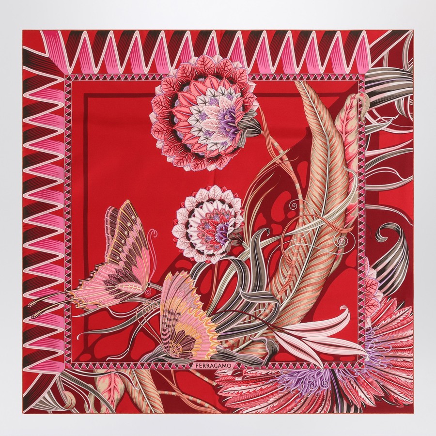 スカーフ Ferragamo Red Bordeaux Silk Scarf With Giada Print Ferragamo Red/Bordeaux silk scarf with Giada print | TheDoubleF