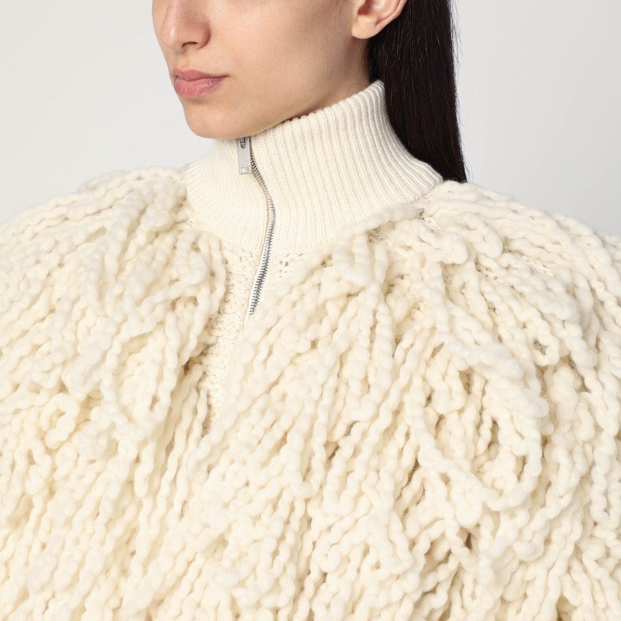ブルゾン Stella Mccartney White Wool Bomber Jacket With Fringes Stella McCartney White wool bomber jacket with fringes