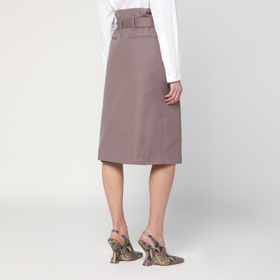 Dries Van Noten Taupe skirt in cotton with belt | TheDoubleF