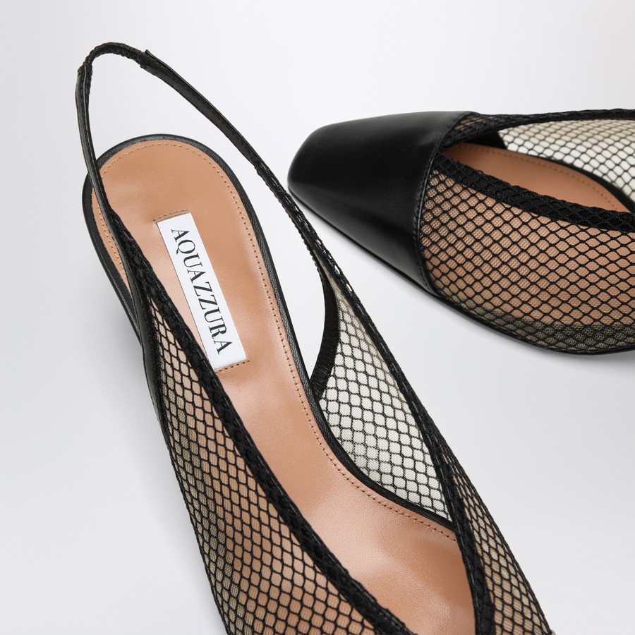 シューズ・サンダルその他 Aquazzura Margot black slingbacks in mesh and leather Aquazzura Margot Black Slingbacks In Mesh And Leather | Balardi