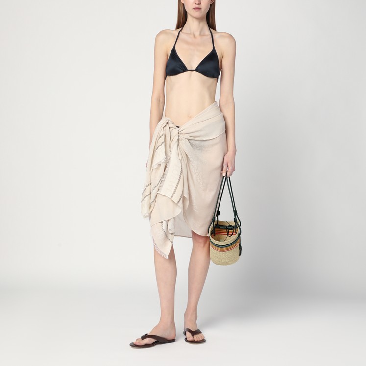 ビキニ LOEWE Women Swimsuit FSA2SS2W01CO Beige LOEWE LOEWE x Paula's Ibiza Striped Logo One-Piece Swimsuit