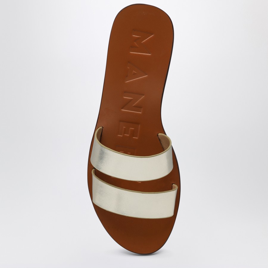 シューズ・サンダルその他 MANEBI Women Shoes P9 9Y0LE Brown Manebí Platinum colored strap sandals in leather | TheDoubleF