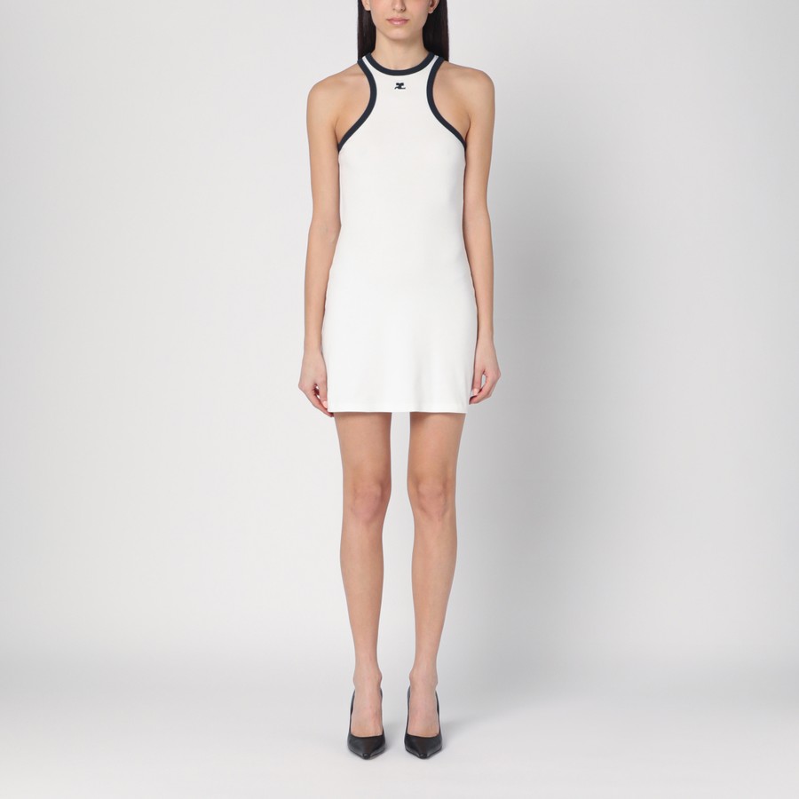 ワンピース Courreges SS25 Dresses (125JRO577JS0203 0083) Courrèges White mini dress with navy blue trim | TheDoubleF
