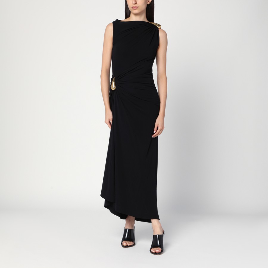 Bottega Veneta Robe longue noire avec détail Drop TheDoubleF