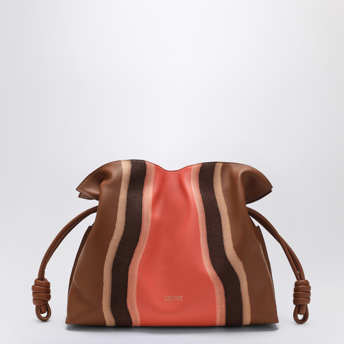 クラッチバッグ LOEWE CLUTCH BAG (A411FC1XCX PECANPARROTPINK) Loewe Flamenco medium clutch in Pecan/Parrot Pink | TheDoubleF