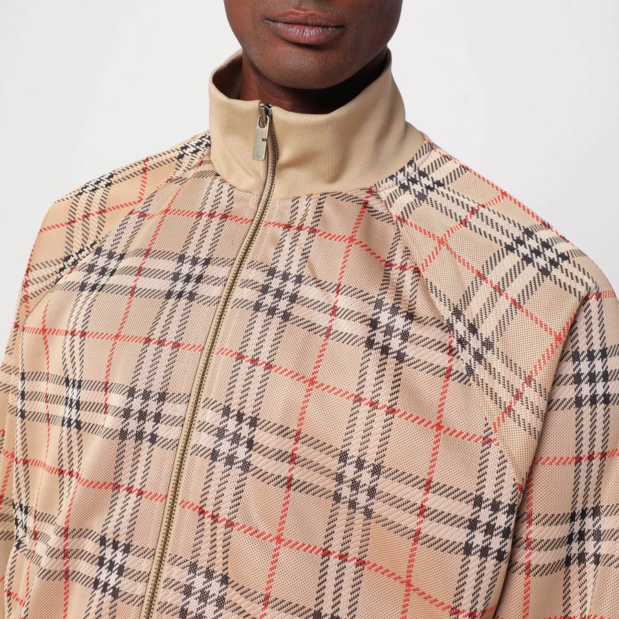 スウェット・トレーナー Burberry Beige Sweatshirt With Check Motif In Jacquard Burberry Beige sweatshirt with Check motif in jacquard