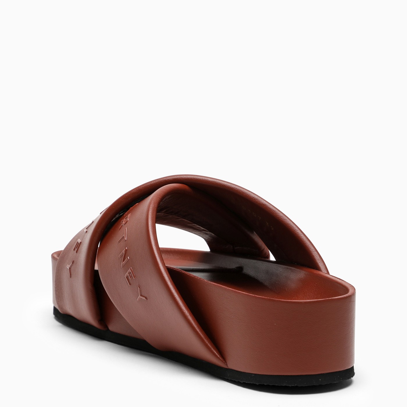 faux leather platform slides