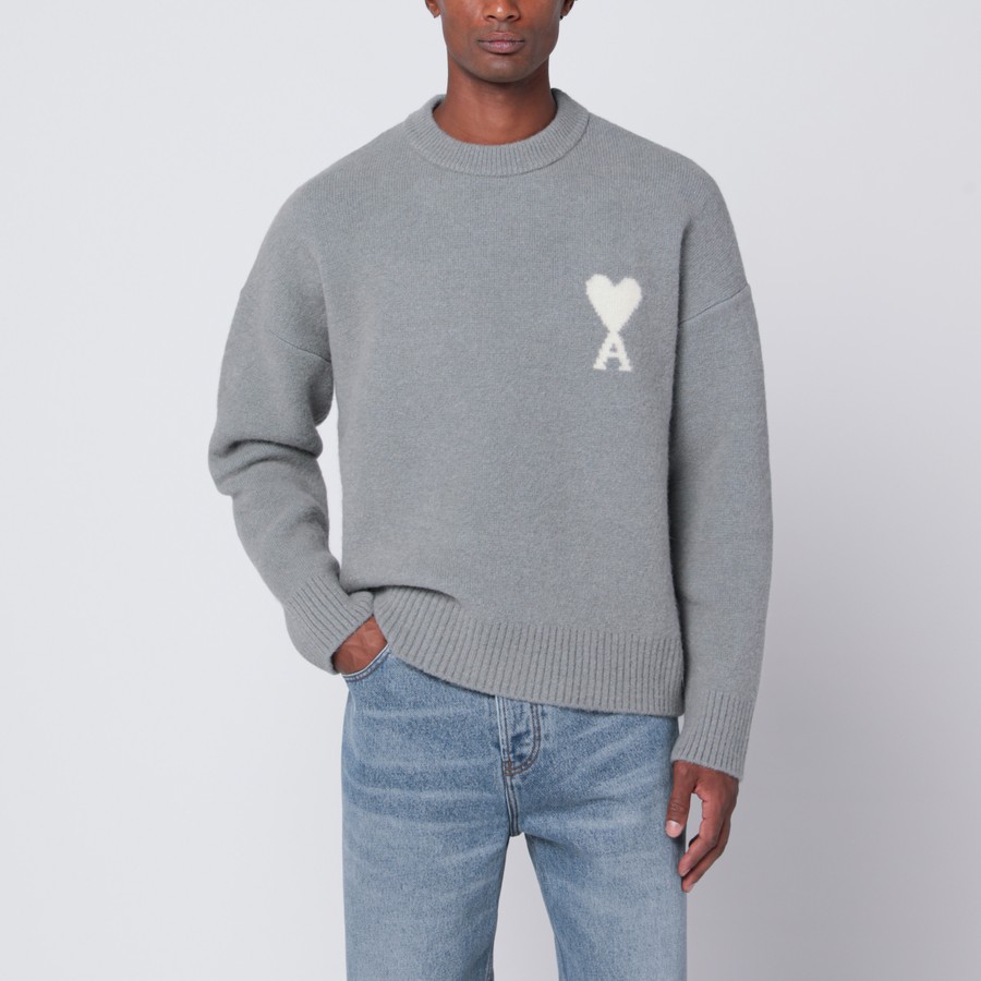 Ami Paris Grey wool blend sweater Ami De Coeur | TheDoubleF
