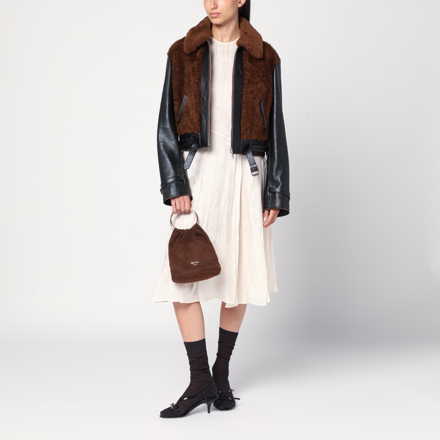 レザージャケット・コート PRADA BLACK LEATHER AND SHEEPSKIN JACKET Prada Black leather and sheepskin jacket | TheDoubleF