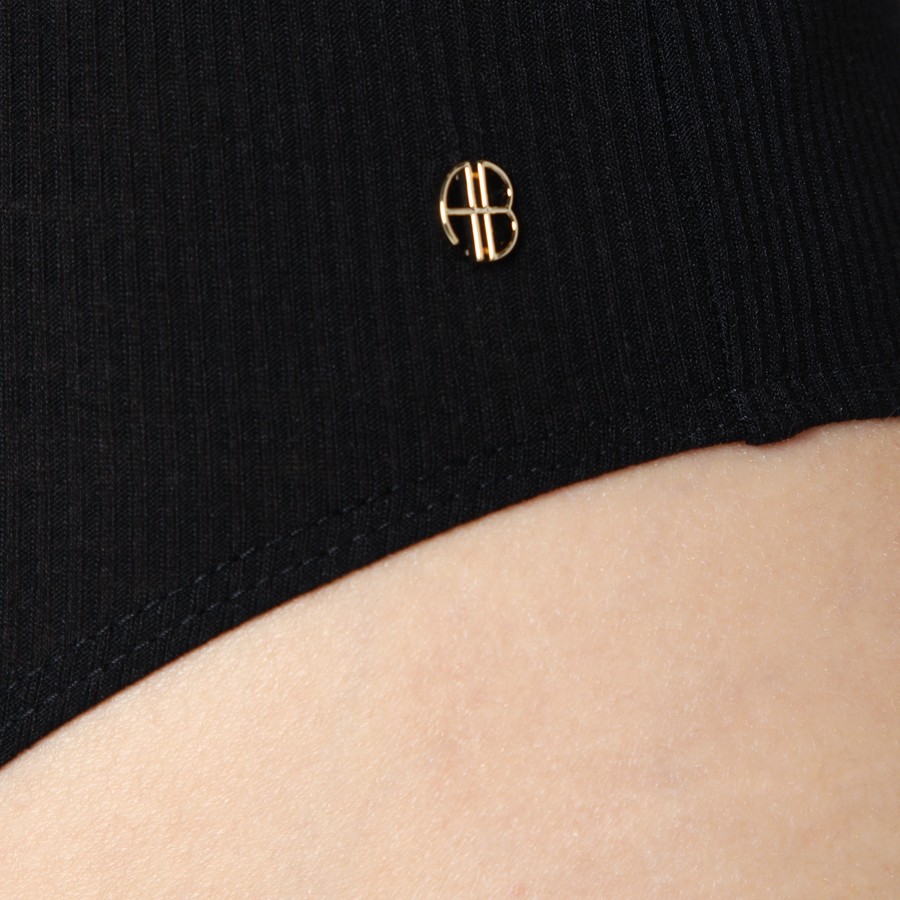 ANINE BING Ginny black ribbed bodysuit | TheDoubleF