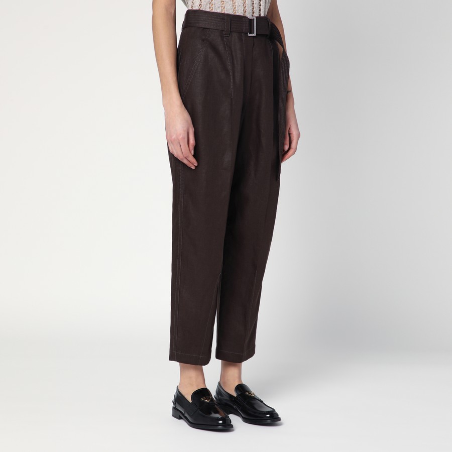 パンツ Brunello Cucinelli Linen Trousers With Brown Belt Brunello Cucinelli Linen trousers with brown belt | TheDoubleF