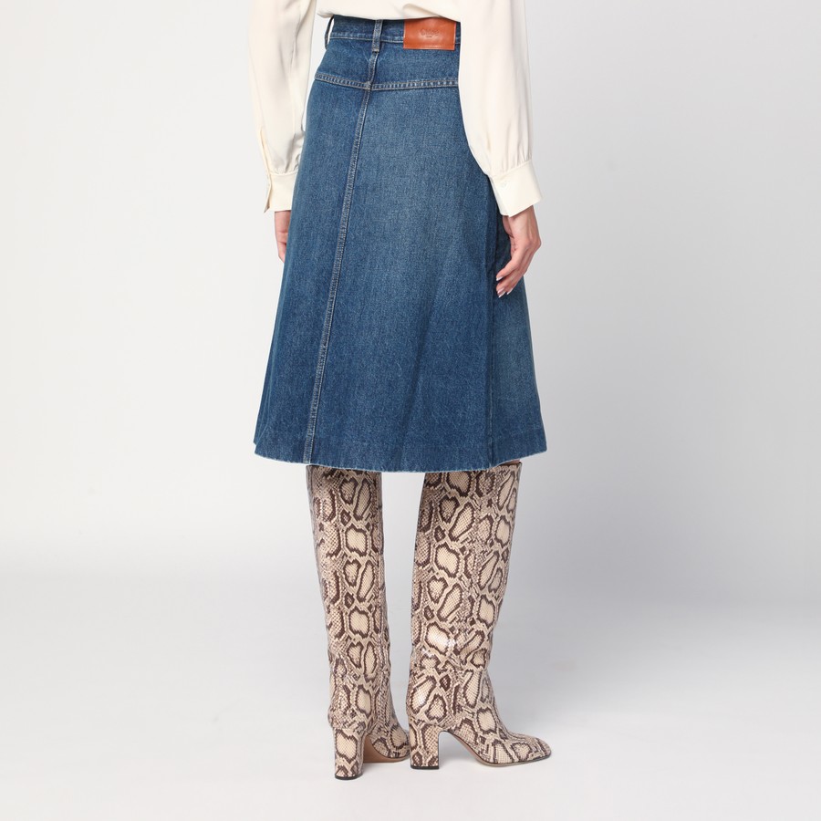 Chloé Knee-length skirt in washed blue denim | TheDoubleF