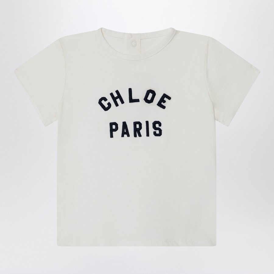 Tシャツ・カットソー CHLOE WOOL AND COTTON T-SHIRT WITH LOGO Chloé Cropped Boxy Logo T Shirt In Cotton Jersey | Chloé CA