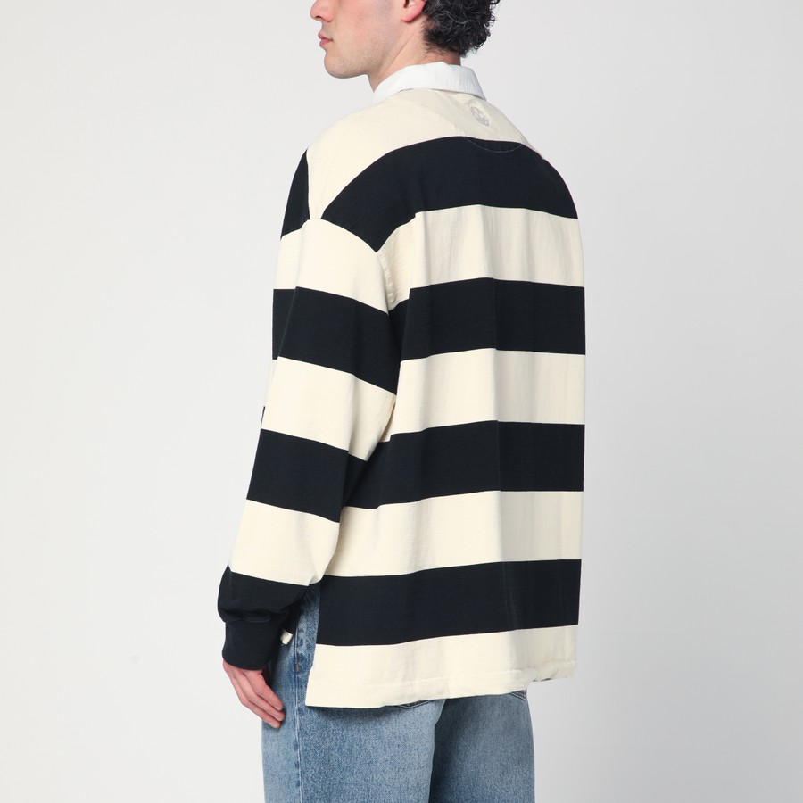 Tシャツ・カットソー alexander mcqueen SS25 RUGBY POLO. (809764 QXABW1080) Alexander McQueen Striped Polo Shirt Black/Ivory | TheDoubleF