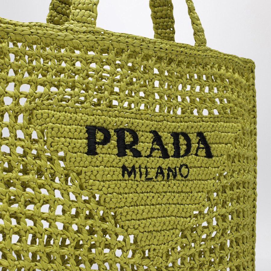 トートバッグ PRADA CEDAR-COLOURED CROCHET TOTE BAG WITH LOGO Prada Cedar-coloured crochet tote bag with logo | TheDoubleF