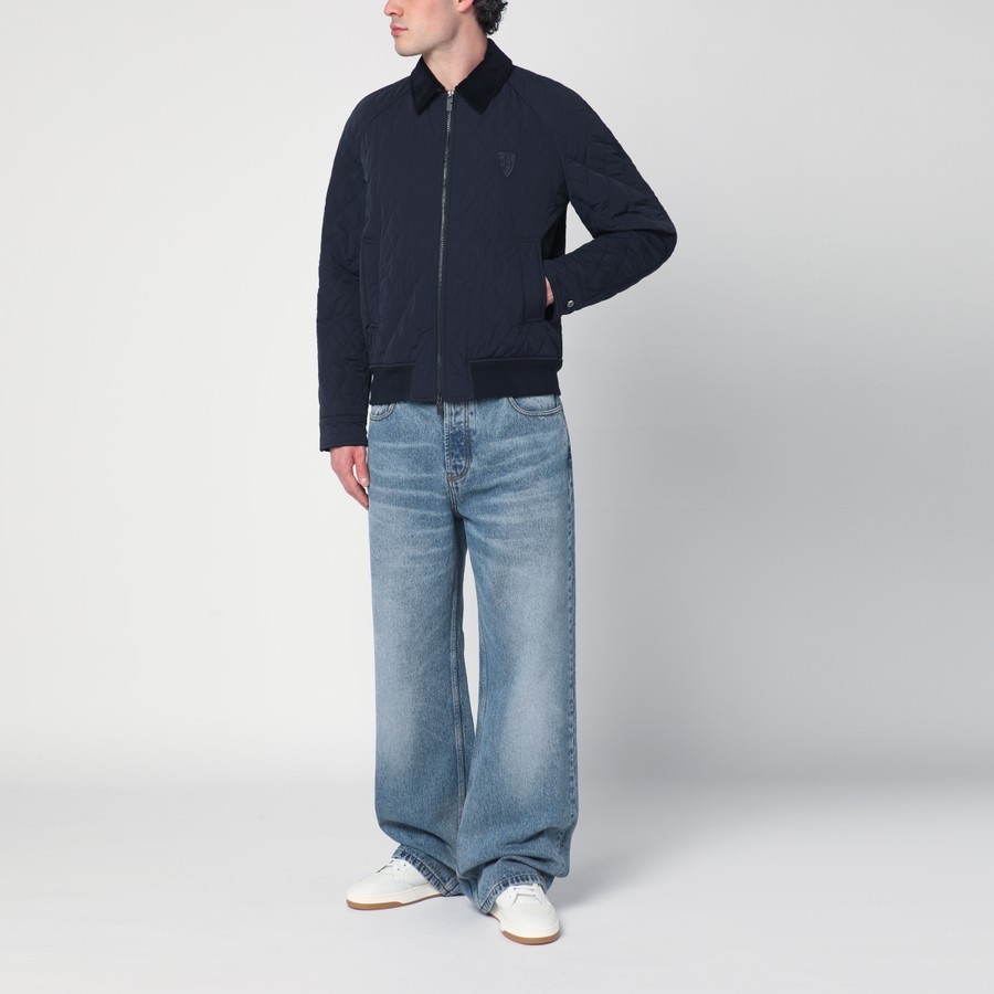 テーラードジャケット BURBERRY QUILTED JACKET NAVY BLUE IN NYLON Buy Burberry Navy Nylon Diamond Quilted Button-Up Jacket