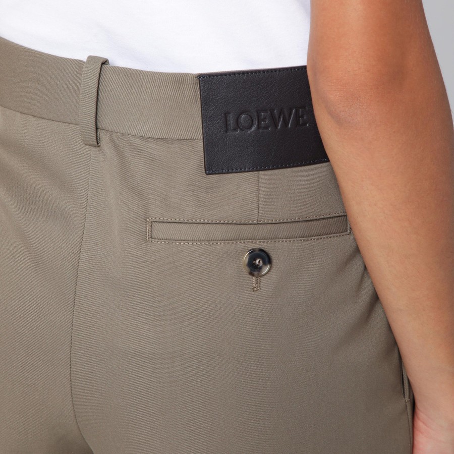 Loewe Brown khaki silk and cotton trousers | TheDoubleF