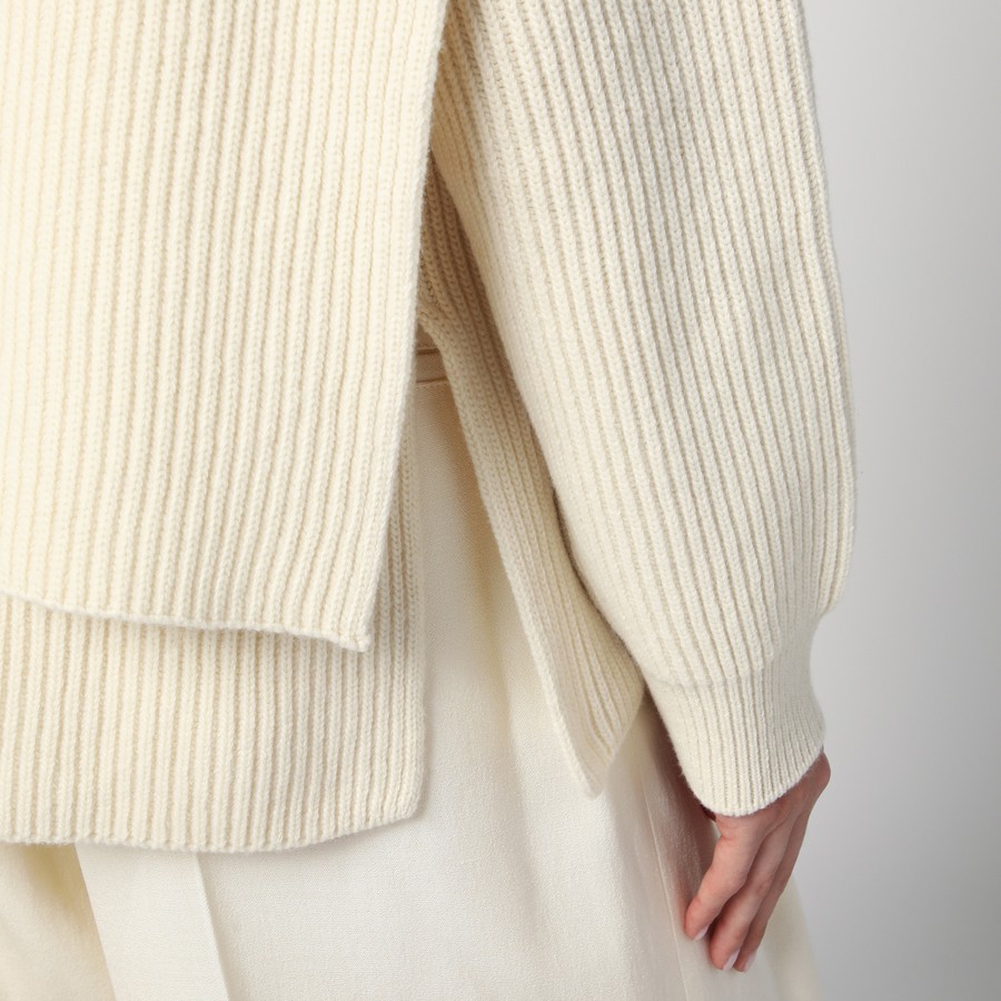 【送料&関税込】Jil Sander Ivory Wool Sweater Mohair and wool-blend sweater in white - Jil Sander | Mytheresa
