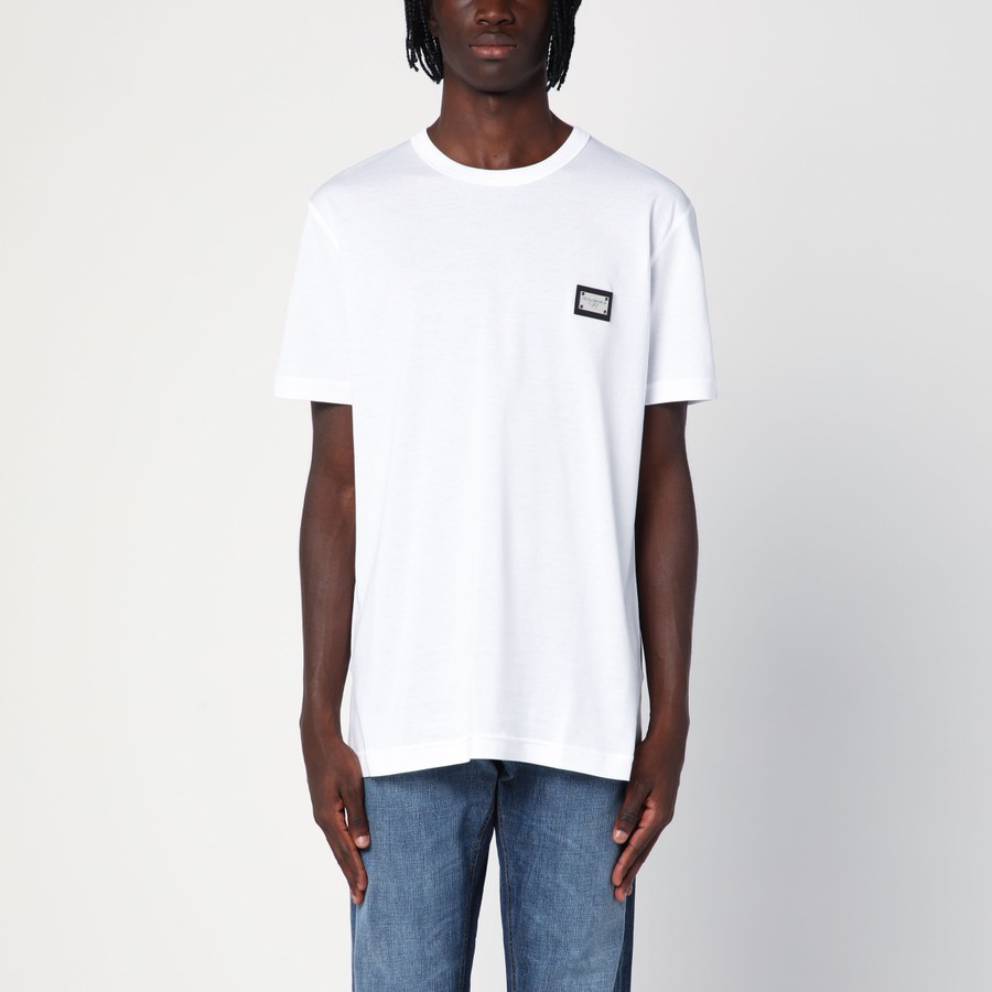Dolce&Gabbana White t-shirt with logo plaque | TheDoubleF