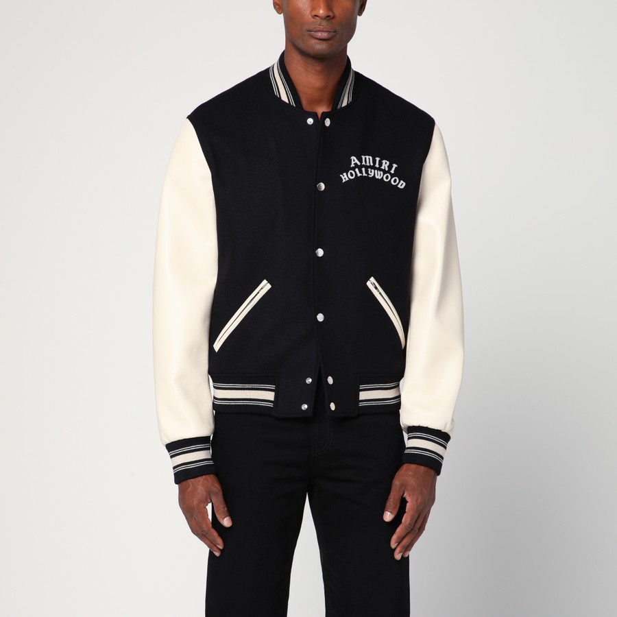 AMIRI Black/ivory wool blend bomber jacket | TheDoubleF AMIRI Black/ivory wool blend bomber jacket | TheDoubleF