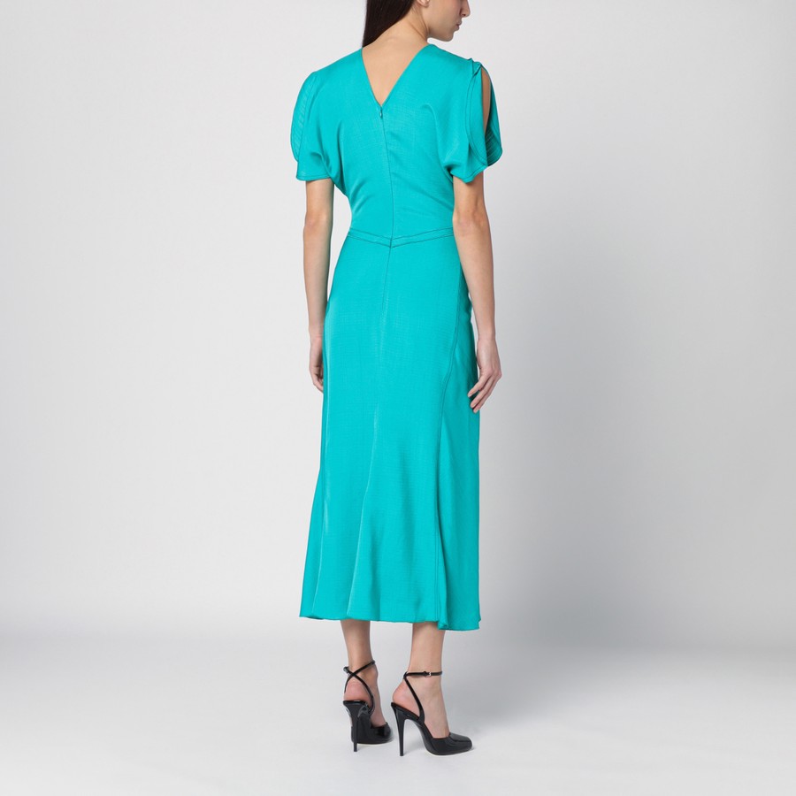 ワンピースその他 Victoria Beckham Peacock-coloured midi dress with ruffle Victoria Beckham Peacock-coloured midi dress with ruffle