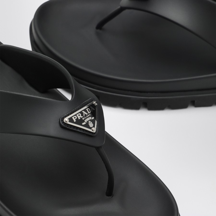 Prada Black rubber thong sandal | TheDoubleF
