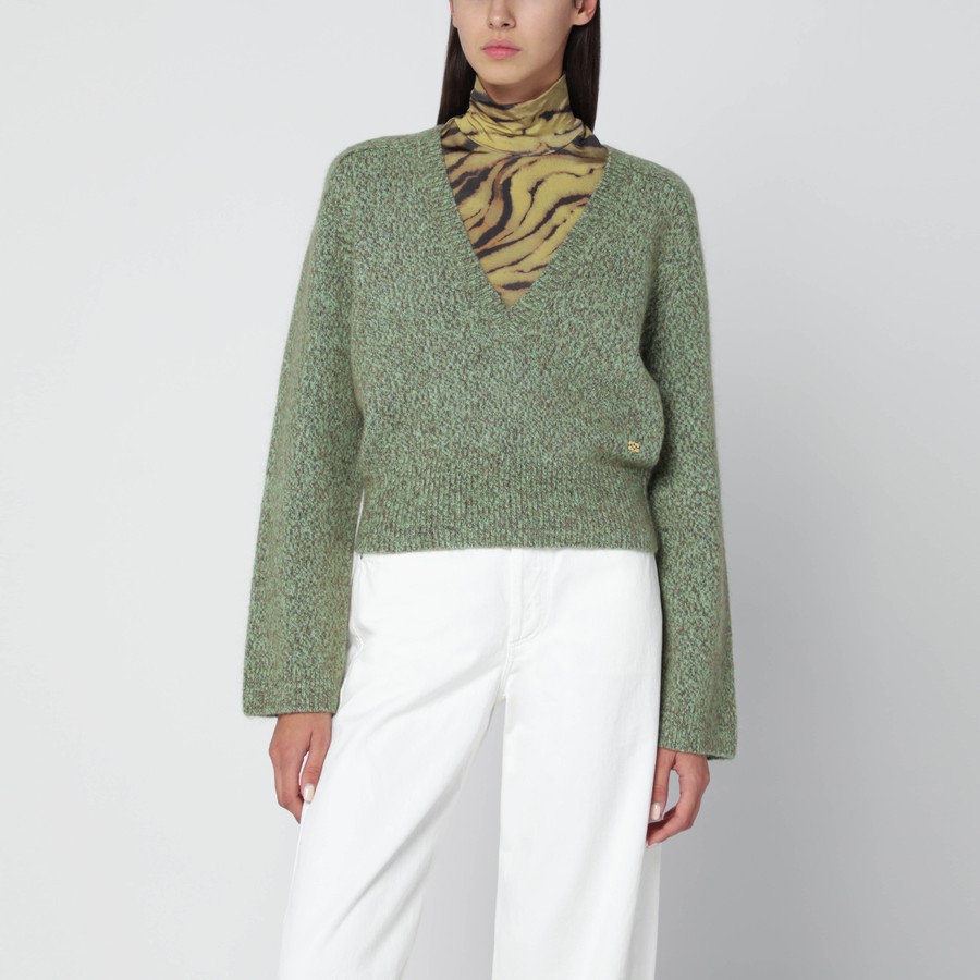 Mohair Maglione Verde Militare Donna Max Mara Leisure Maglione