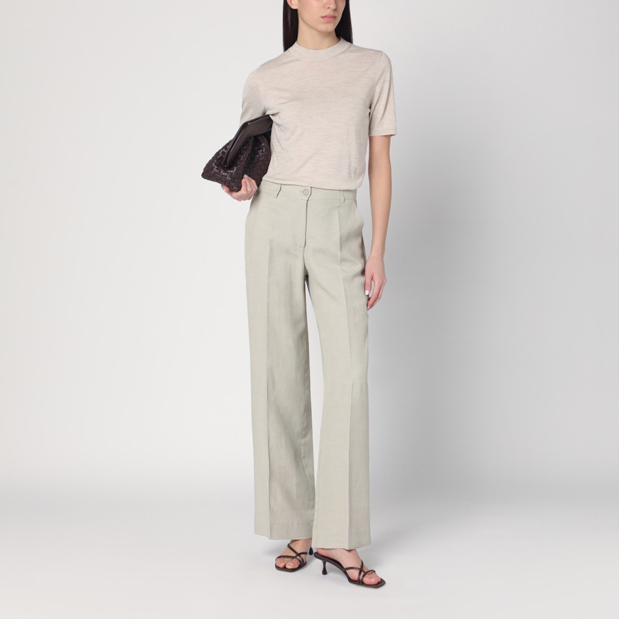 ボトムスその他 P.A.R.O.S.H. Palazzo trousers greige in linen blend P.A.R.O.S.H. Palazzo trousers greige in linen blend | TheDoubleF