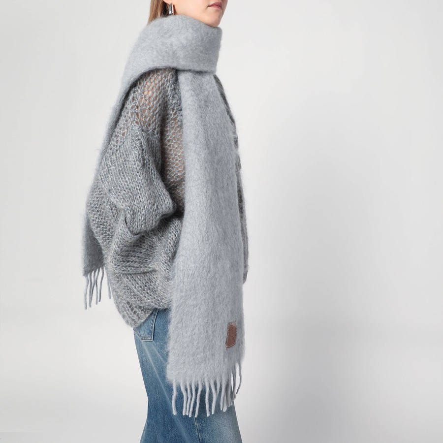 ボレロ・ショール Loewe Light grey mohair scarf Scarf in mohair and wool Grey - LOEWE