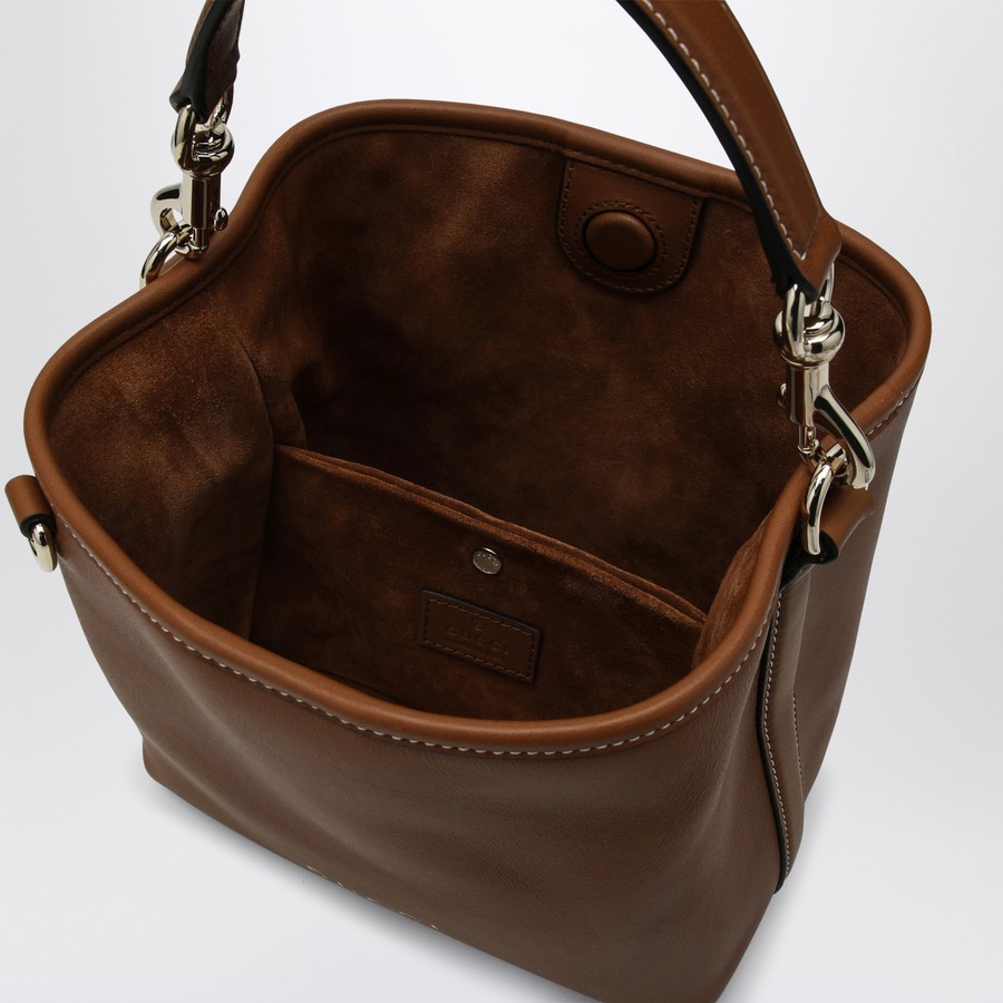 GUCCI Mini GG Emblem bucket bag brown | TheDoubleF