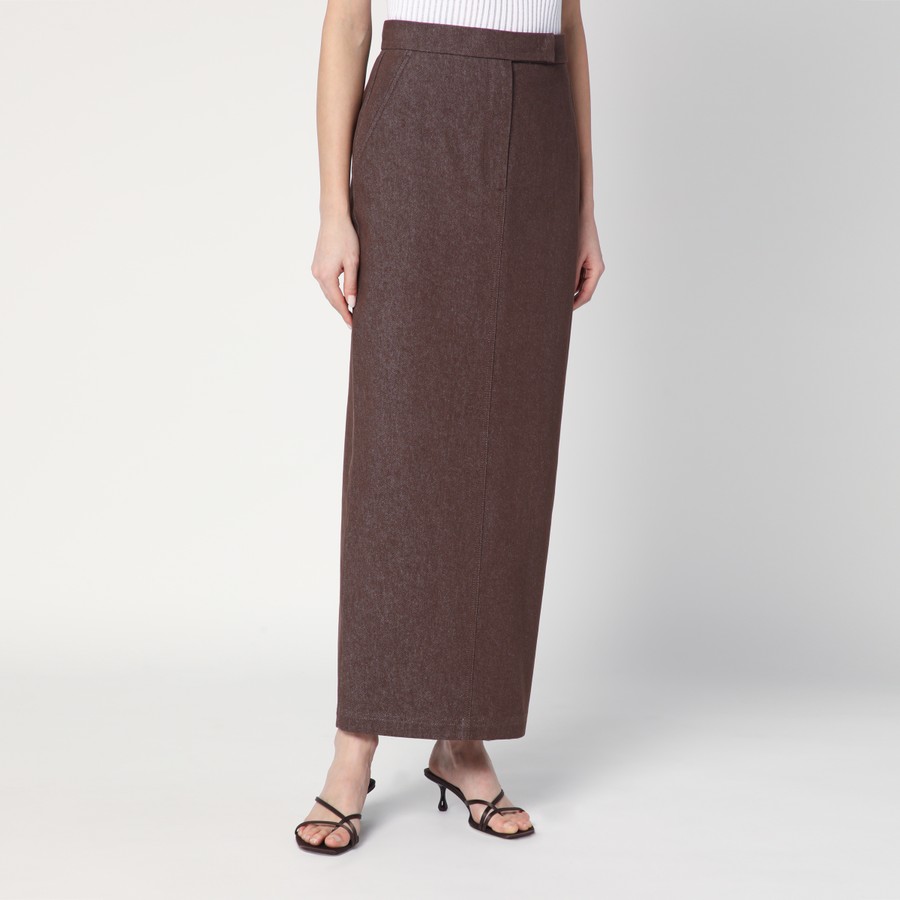 Max Mara Long brown skirt in denim effect | TheDoubleF
