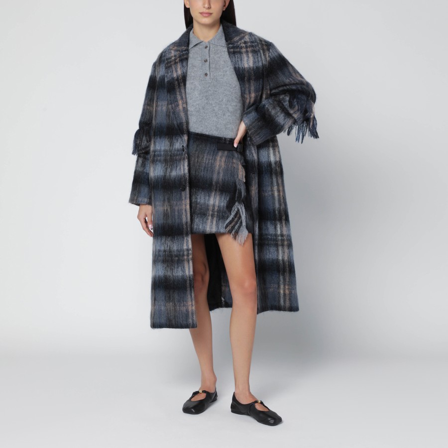 Loewe Blue checked coat in mohair and wool blend | TheDoubleF