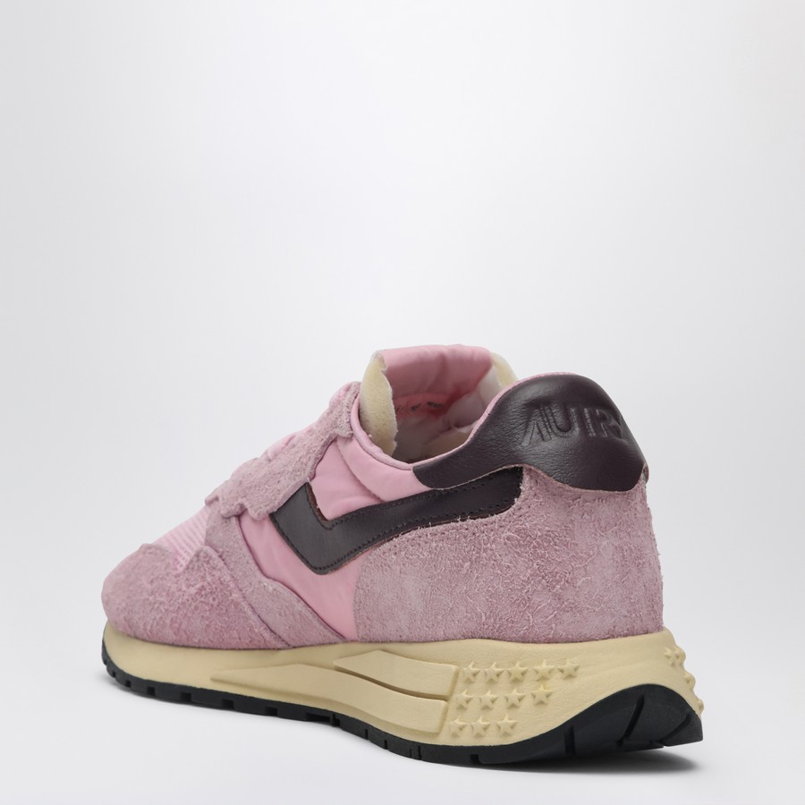 【AUTRY】REELWIND LOW SNEAKERS NYLON SUEDE ROSA Autry Reelwind Low Sneakers In White And Powder Pink Nylon